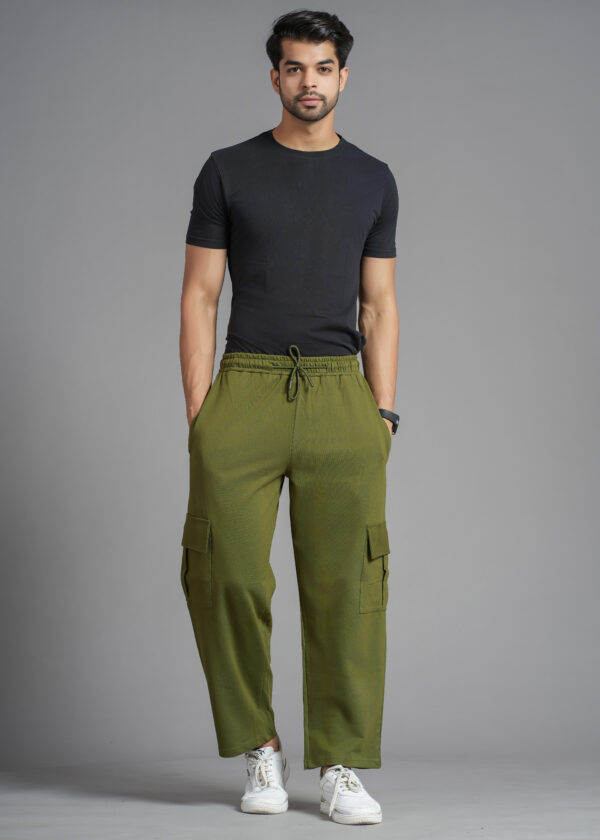 Olive Green Color Cargo Joggers - Image 6