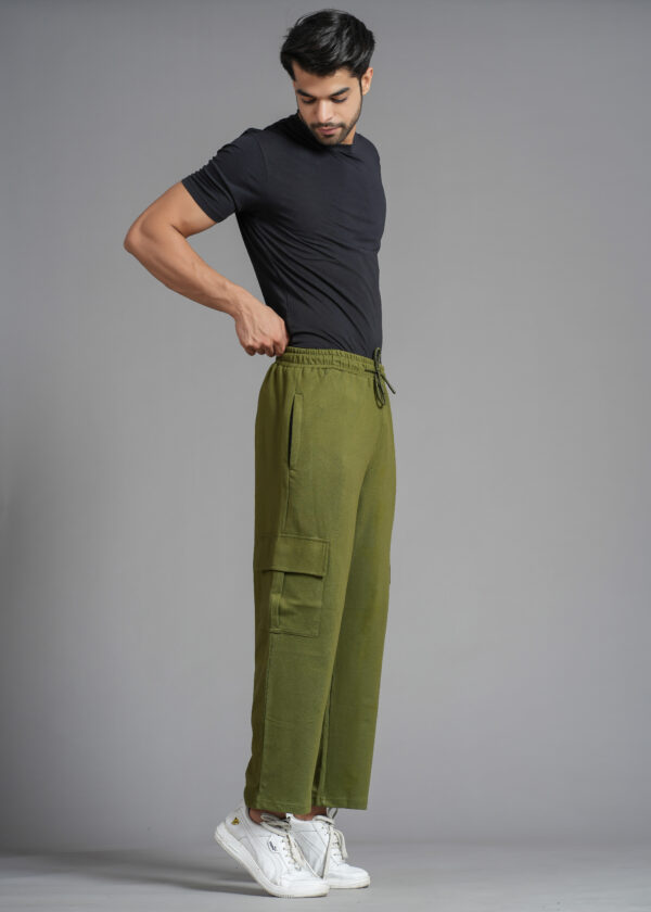 Olive Green Color Cargo Joggers - Image 5