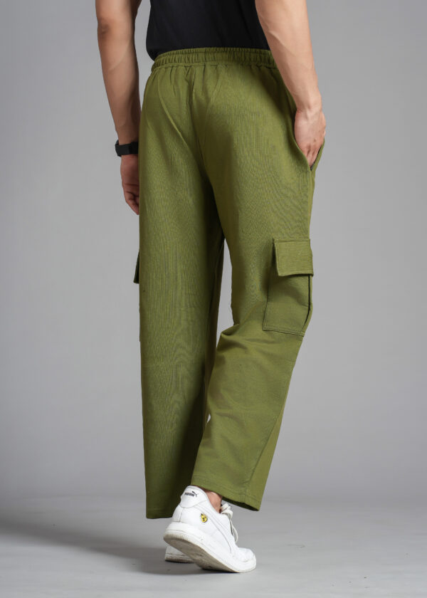 Olive Green Color Cargo Joggers - Image 3